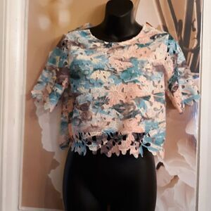 Unique D Addison  lace blouse sz S